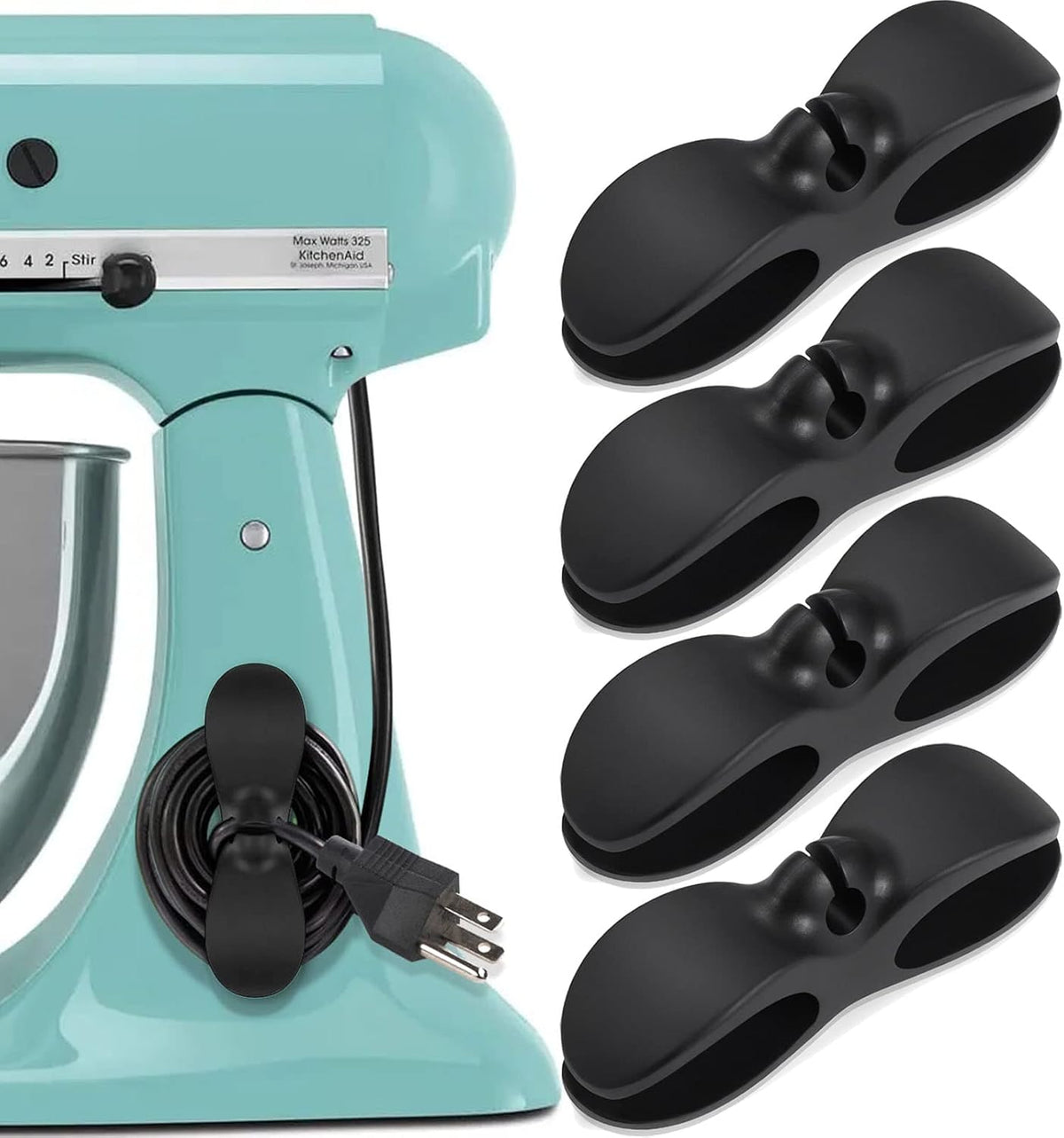 4-Pack Self-Adhesive Appliance Cord Organizers for Kitchen Cables