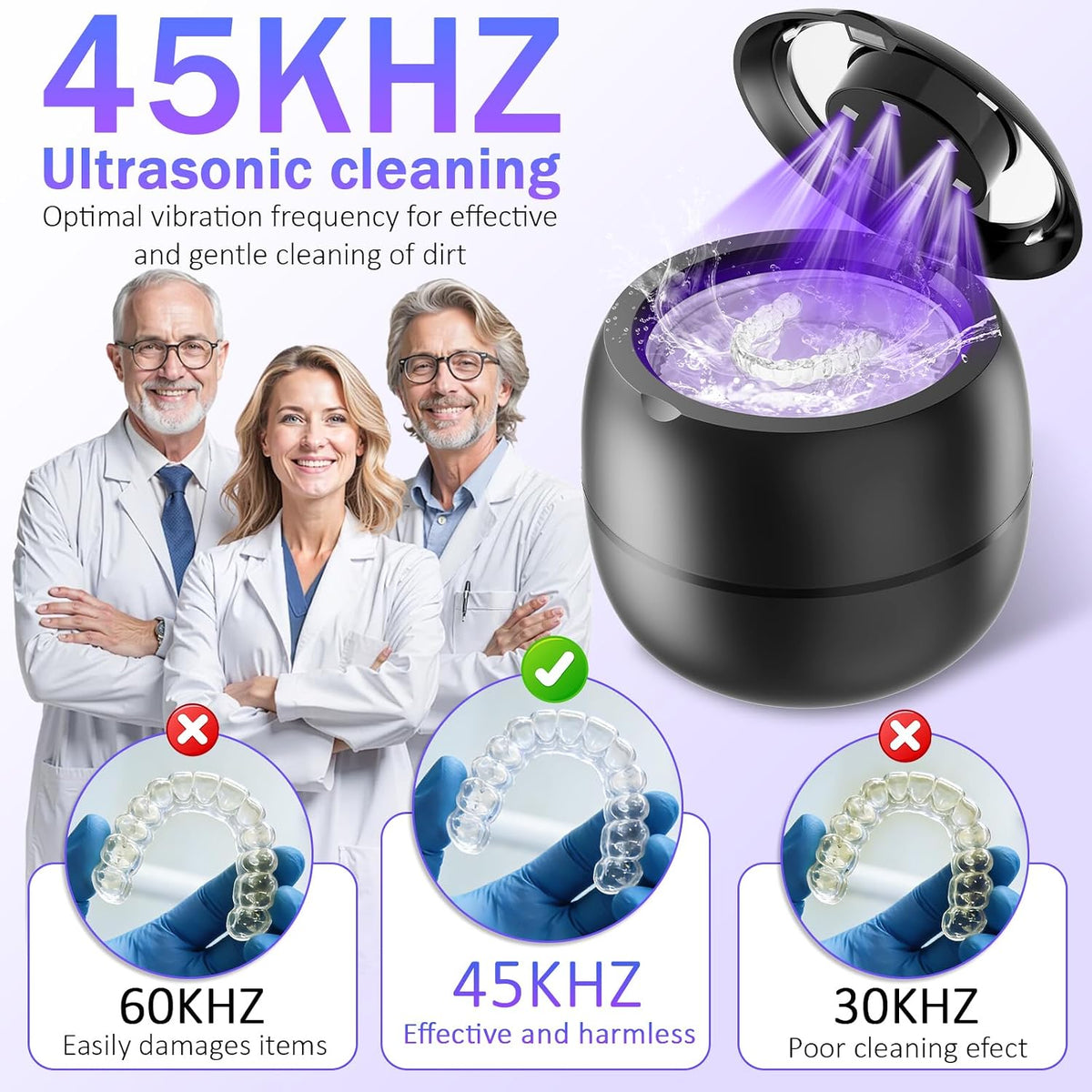 Ultrasonic Retainer Cleaner for Aligners, Night Guards & Dentures
