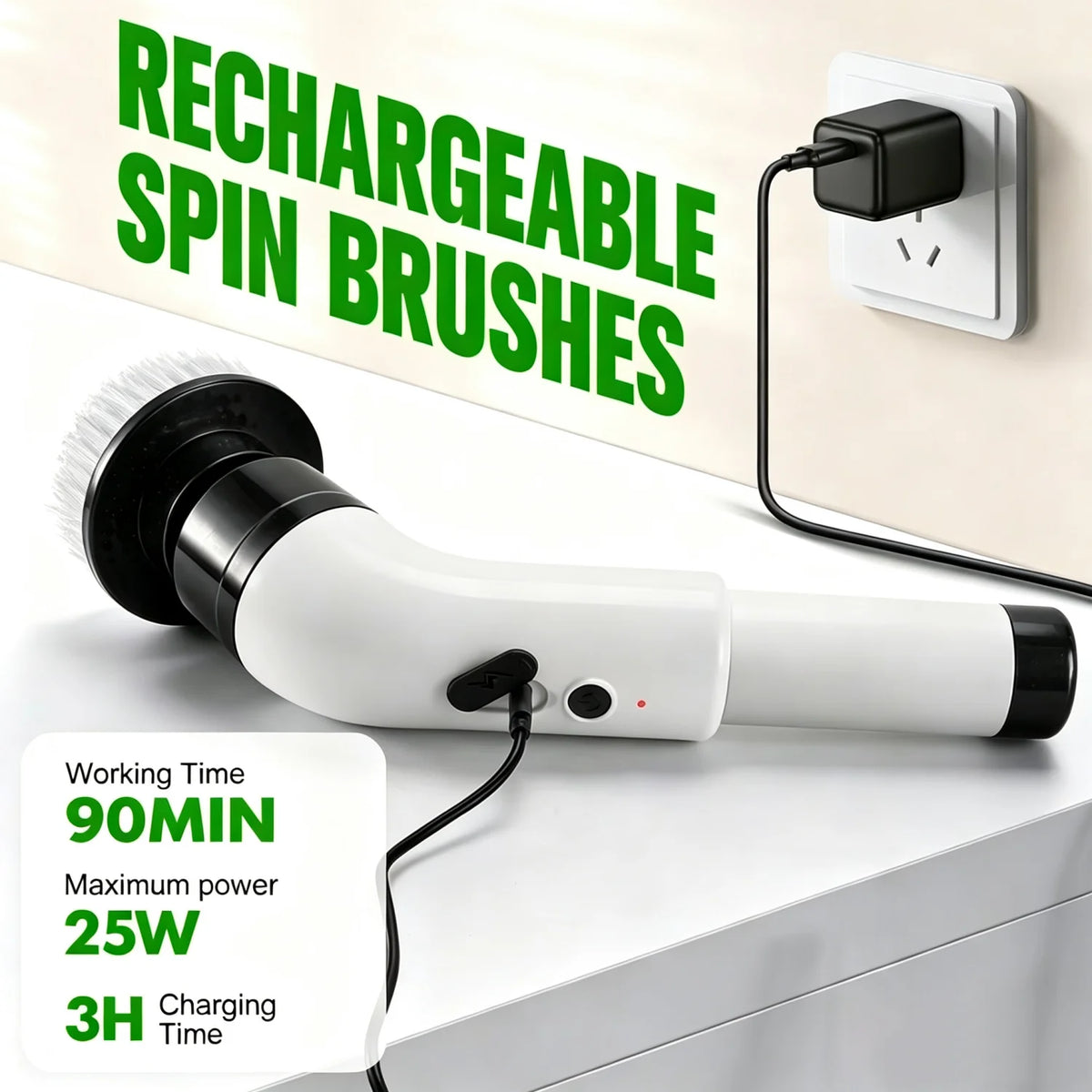 Cordless Electric Spin Scrubber with 9 Brush Heads for Bathroom and Floor Cleaning