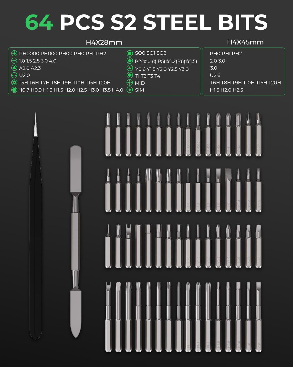 68-in-1 Rechargeable Precision Electric Screwdriver Kit with 64 Bits