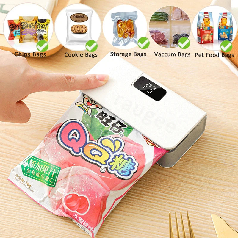 Rechargeable Mini Bag Sealer & Cutter with LED Display