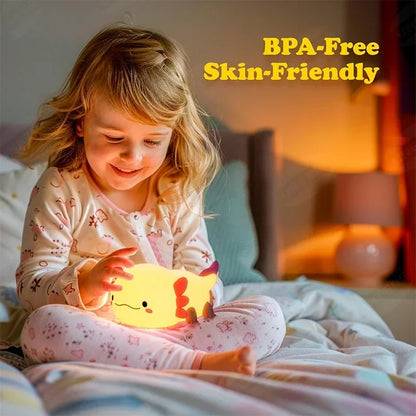 Cute Axolotl Night Light for Kids – Rechargeable Silicone Bedside Lamp