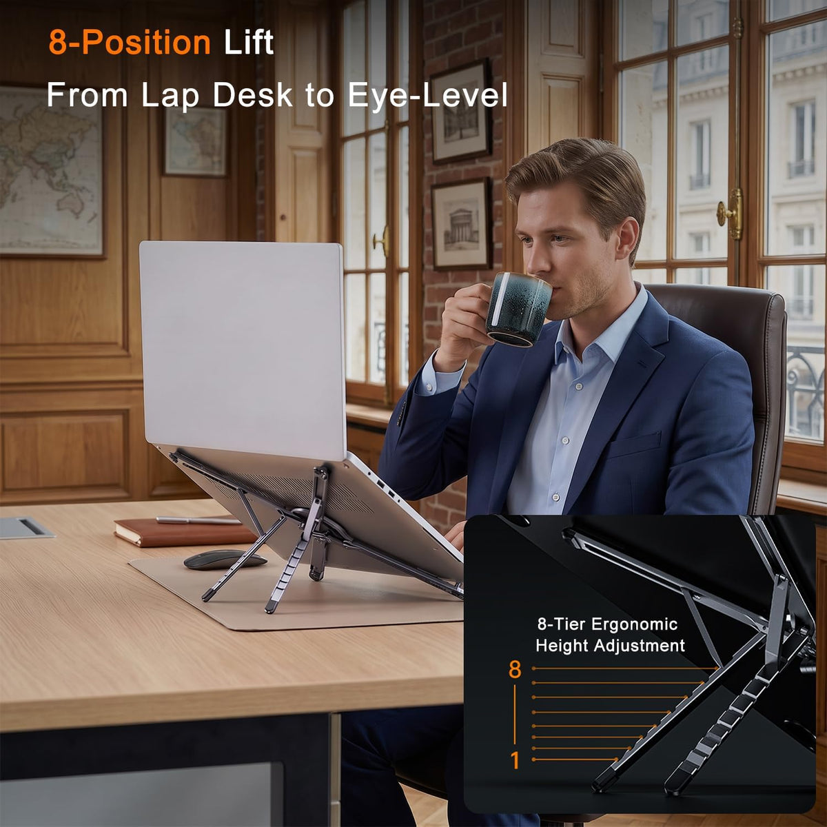 4-in-1 Foldable Laptop Stand with Magnetic Phone Holder