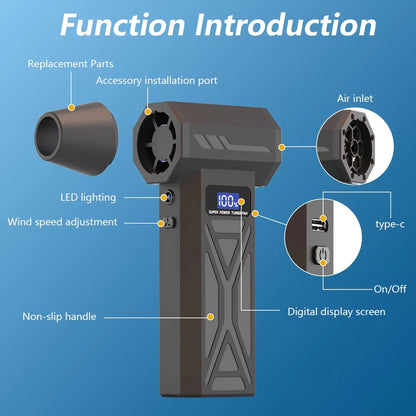 Cordless Air Duster with 110K RPM Turbo Blower and LED Display