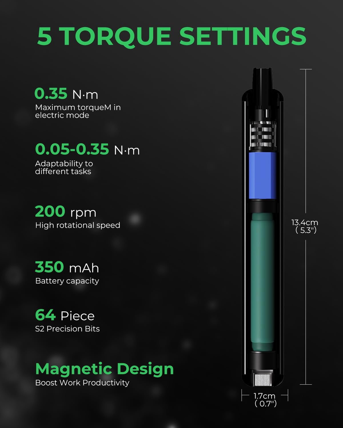 68-in-1 Rechargeable Precision Electric Screwdriver Kit with 64 Bits