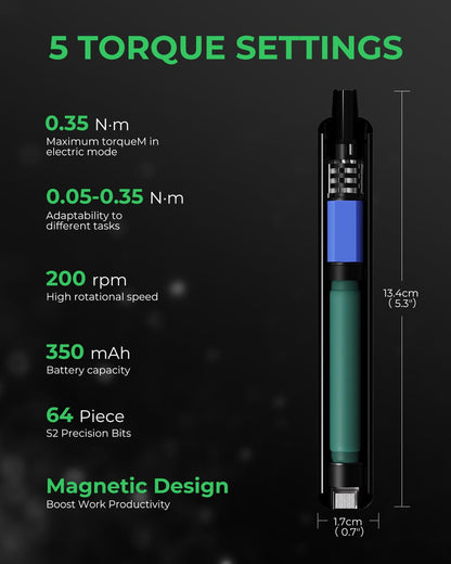 68-in-1 Rechargeable Precision Electric Screwdriver Kit with 64 Bits