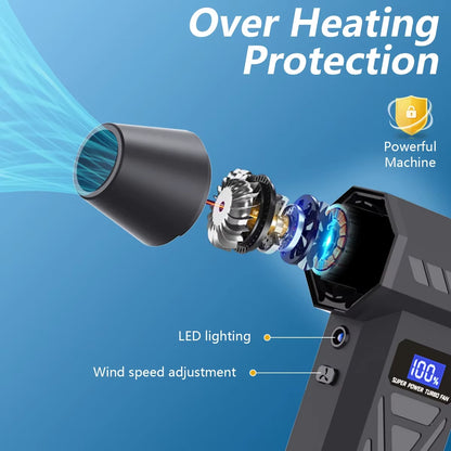 Cordless Air Duster with 110K RPM Turbo Blower and LED Display
