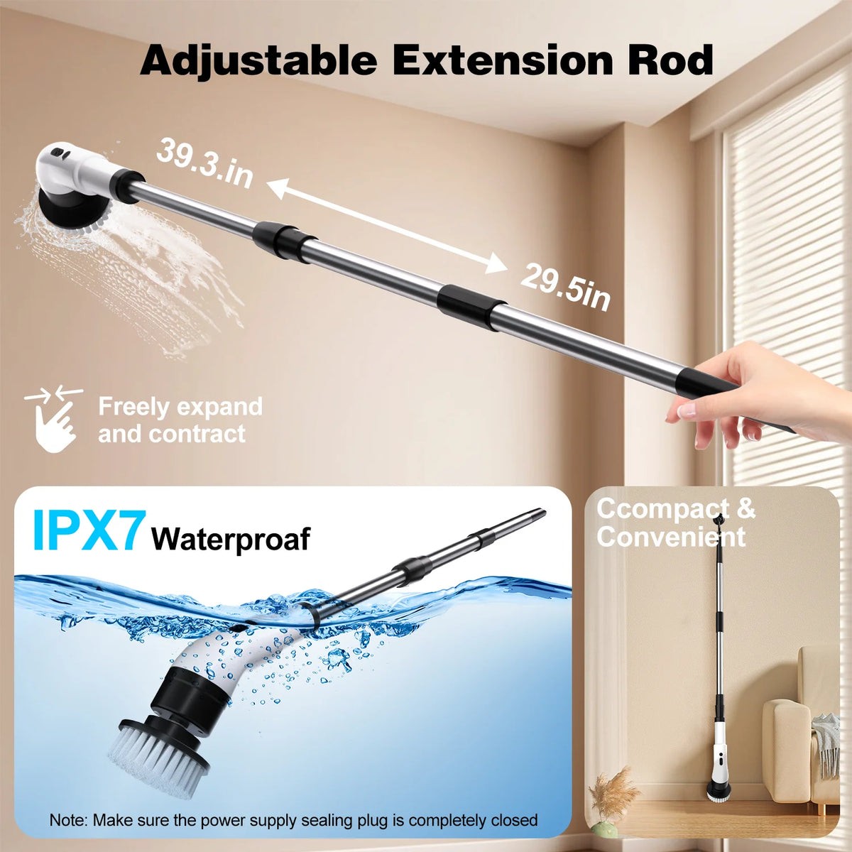 Cordless Electric Spin Scrubber with 9 Brush Heads for Bathroom and Floor Cleaning