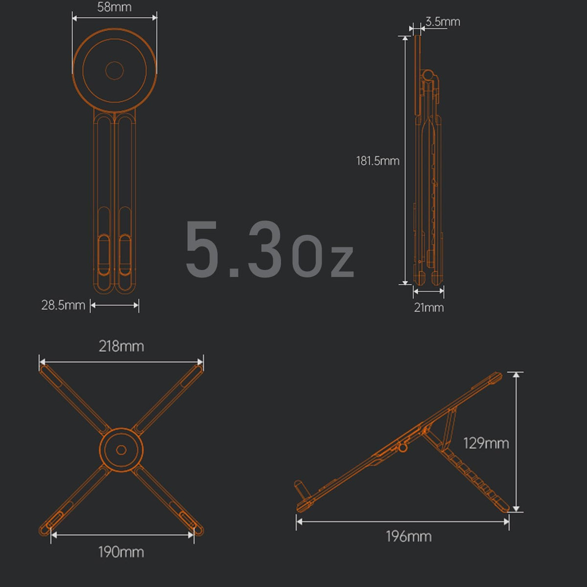 4-in-1 Foldable Laptop Stand with Magnetic Phone Holder