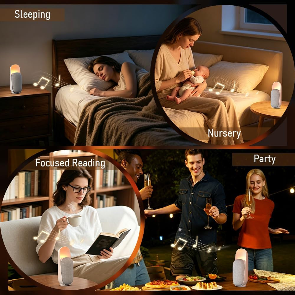 White Noise Sound Machine with Bluetooth Speaker and Night Light