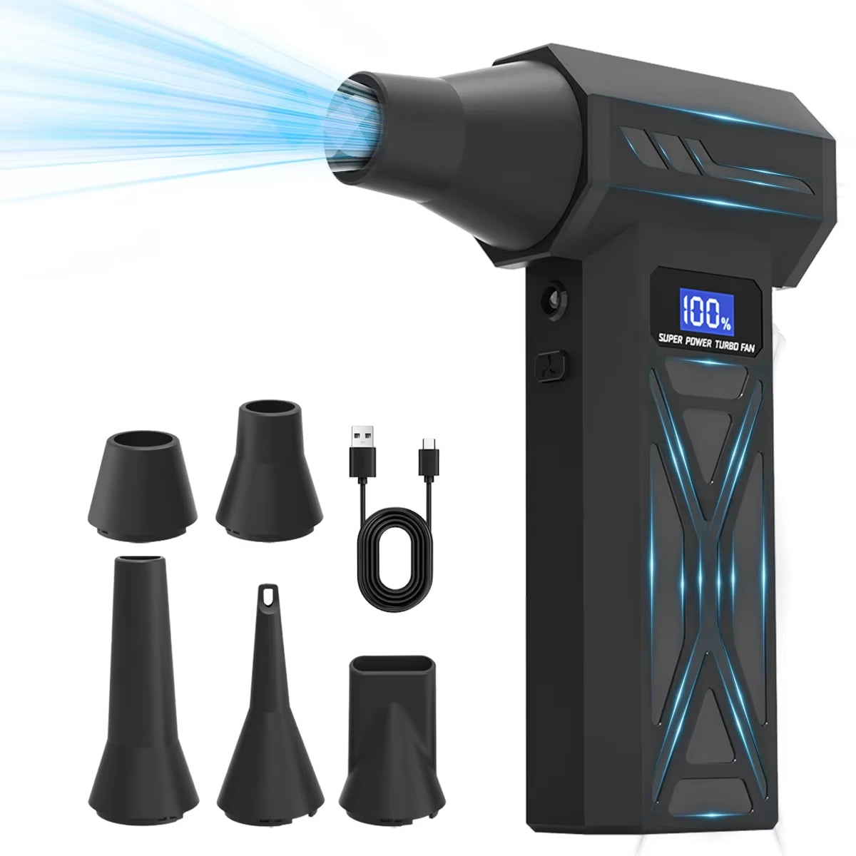 Cordless Air Duster with 110K RPM Turbo Blower and LED Display