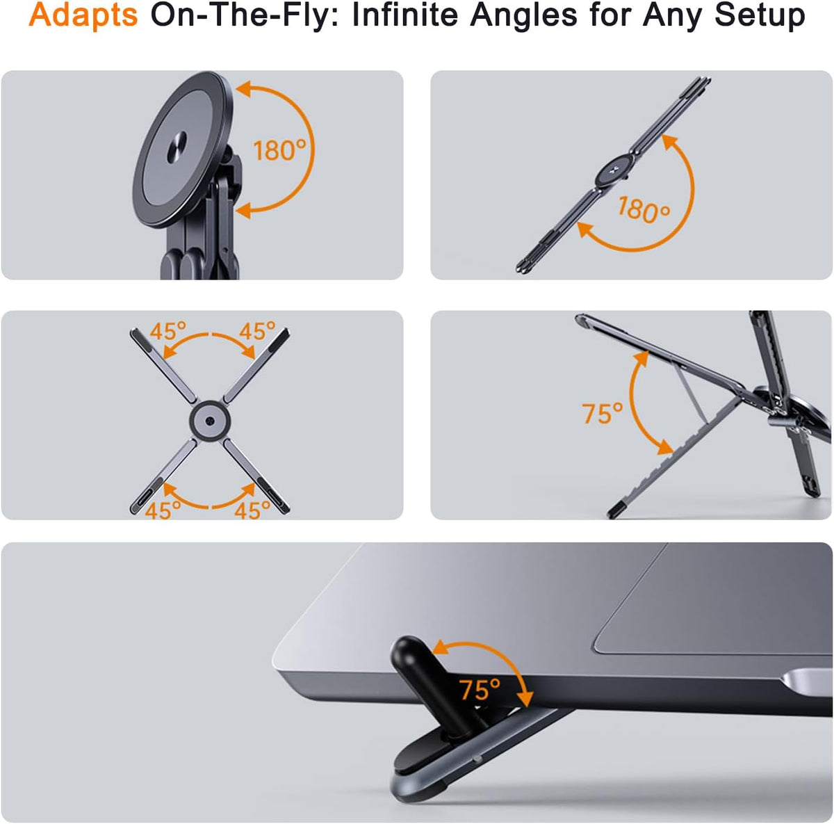 4-in-1 Foldable Laptop Stand with Magnetic Phone Holder