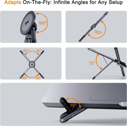 4-in-1 Foldable Laptop Stand with Magnetic Phone Holder