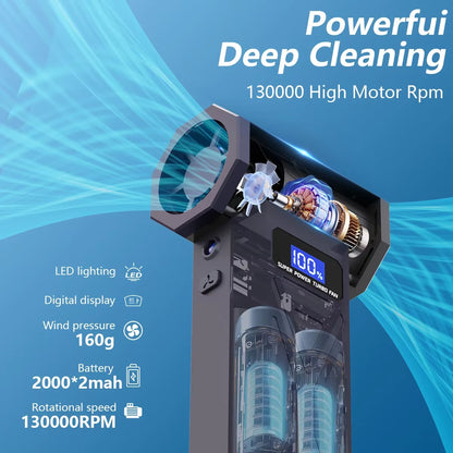 Cordless Air Duster with 110K RPM Turbo Blower and LED Display