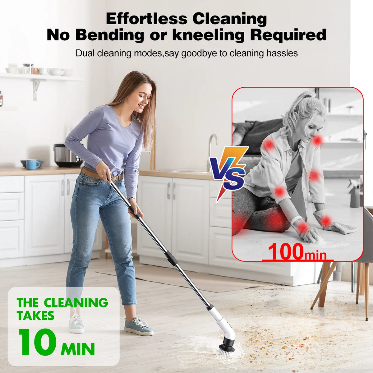 Cordless Electric Spin Scrubber with 9 Brush Heads for Bathroom and Floor Cleaning