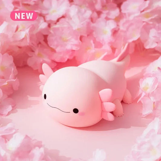 Cute Axolotl Night Light for Kids – Rechargeable Silicone Bedside Lamp