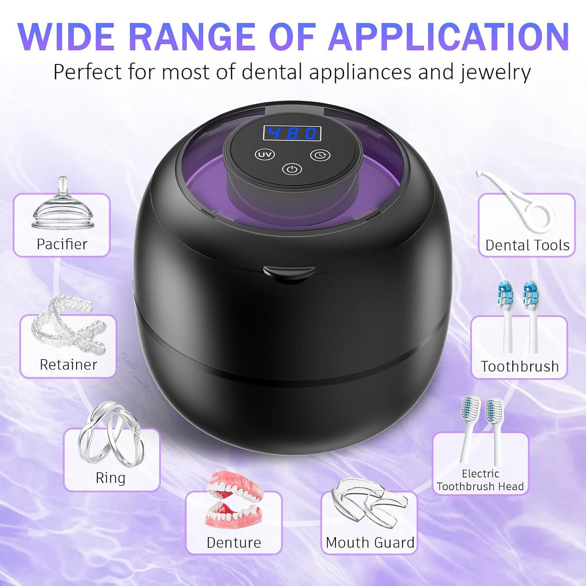 Ultrasonic Retainer Cleaner for Aligners, Night Guards & Dentures