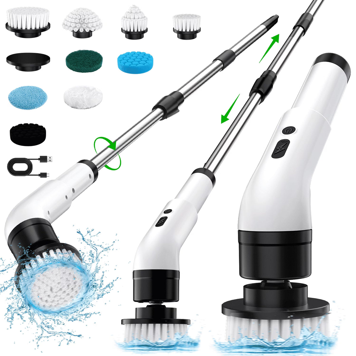 Cordless Electric Spin Scrubber with 9 Brush Heads for Bathroom and Floor Cleaning