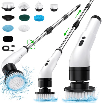 Cordless Electric Spin Scrubber with 9 Brush Heads for Bathroom and Floor Cleaning