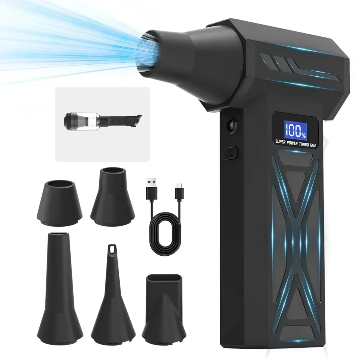 Cordless Air Duster with 110K RPM Turbo Blower and LED Display